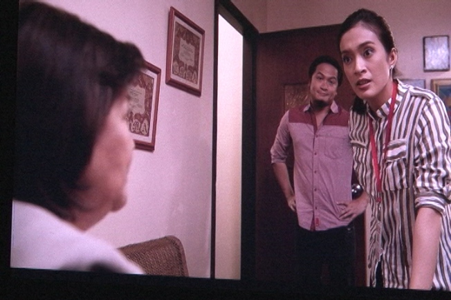 Pictured above is a scene from CFA's upcoming film on Corruption, "Maskara,"  with (left to right) Boots Anson-Roa-Rodrigo, Ping Medina and Ina Feleo.